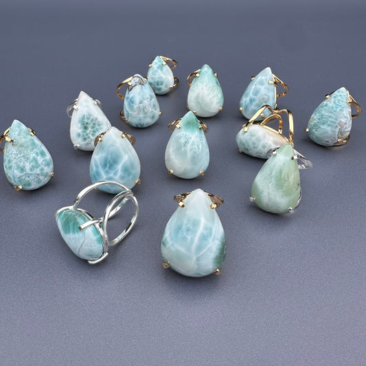 Larimar pear-shaped ring