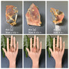 Chunky freeform faceted pink lemurian crystal statement ring