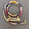 Multicolor sapphire necklace with pink lemurian horizontal connector