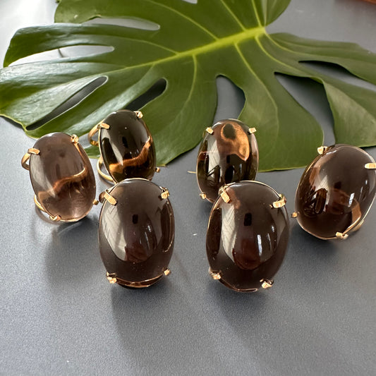 Smoky quartz oval ring