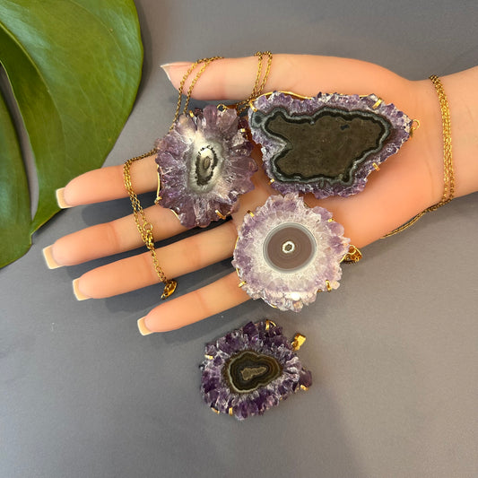 Large amethyst stalactite pendant