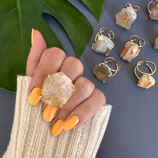 Chunky freeform faceted geode ring
