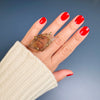 Freeform faceted chunky lodolite quartz crystal statement ring