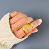 Rutilated quartz teardrop ring