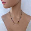 Multicolor sapphire necklace with pink lemurian horizontal connector