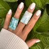 Larimar rectangle cabochon cuff ring