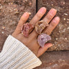 Druzy pink amethyst moon ring