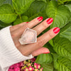 Lozenge crystal quartz ring