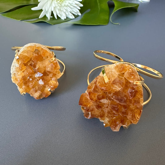 Druzy citrine cuff bracelet