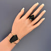 Black obsidian freeform faceted cuff bracelet