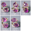 Raw purple amethyst crystal dual stone ring