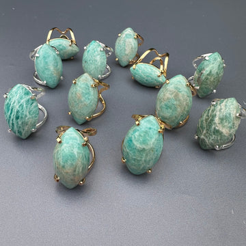 Amazonite marquise cabochon ring