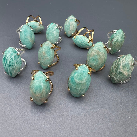 Amazonite marquise cabochon ring