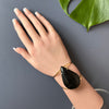 Black onyx pear shaped cuff bracelet