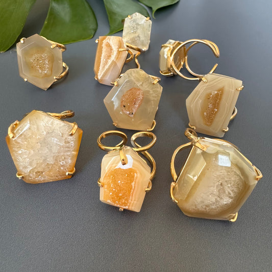Chunky freeform faceted geode ring