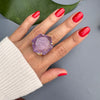 Purple amethyst large hexagon ring