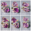Raw purple amethyst crystal dual stone ring