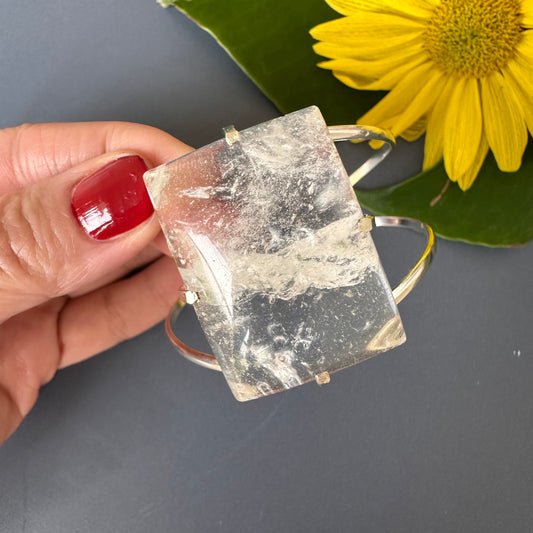 Clear crystal rectangle cuff bracelet