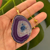 Purple agate slice pendant