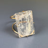 Large crystal smooth rectangle cabochon cuff bracelet