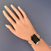 Black obsidian freeform faceted cuff bracelet
