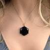 Black obsidian hexagon pendant