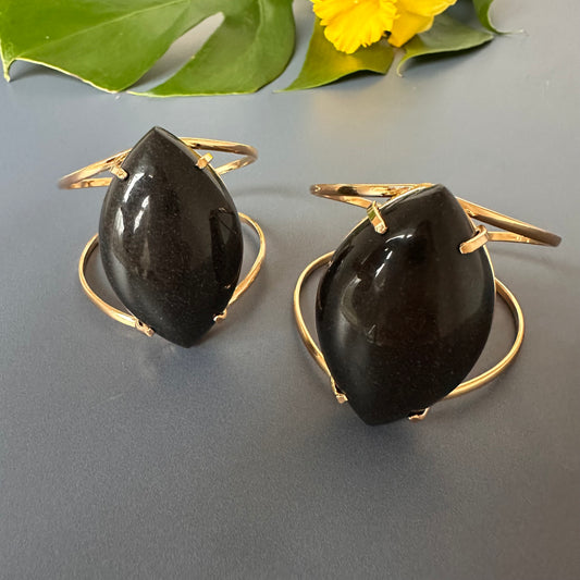 Black onyx marquise cuff bracelet