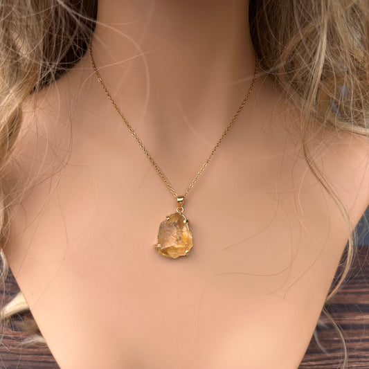 Small raw citrine gem pendant