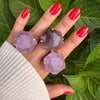 Purple amethyst large hexagon ring