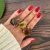 Freeform faceted tiger's eye ring