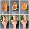Chunky freeform faceted pink lemurian crystal statement ring