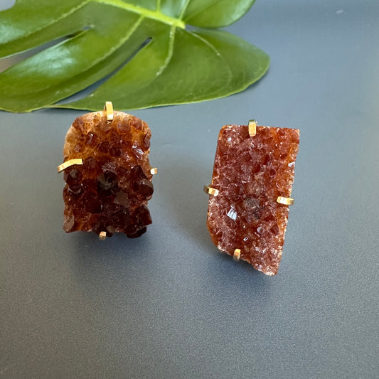 Druzy citrine cluster cocktail ring