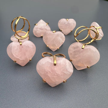 Rose quartz heart ring