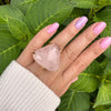Rose quartz puffy triangle ring