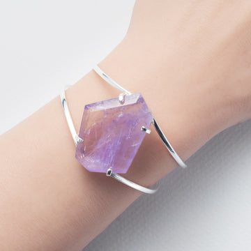 Amethyst freeform faceted cuff bracelet