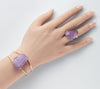 Amethyst freeform faceted cuff bracelet
