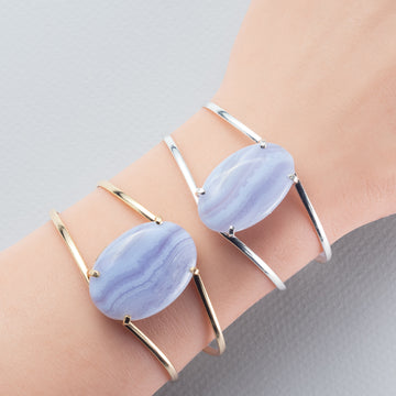 Blue lace agate cuff bracelet