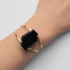 Black obsidian freeform faceted cuff bracelet