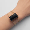 Black obsidian freeform faceted cuff bracelet