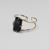 Black obsidian freeform faceted cuff bracelet
