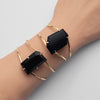 Black obsidian freeform faceted cuff bracelet