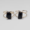 Black obsidian freeform faceted cuff bracelet