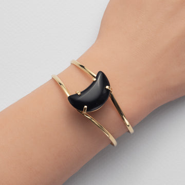 Black onyx crescent moon cuff bracelet