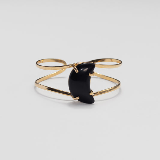 Black onyx crescent moon cuff bracelet