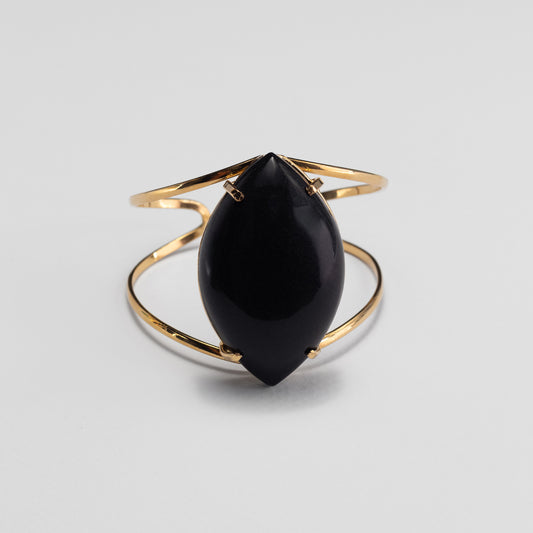 Black onyx marquise cuff bracelet