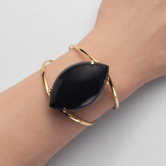 Black onyx marquise cuff bracelet