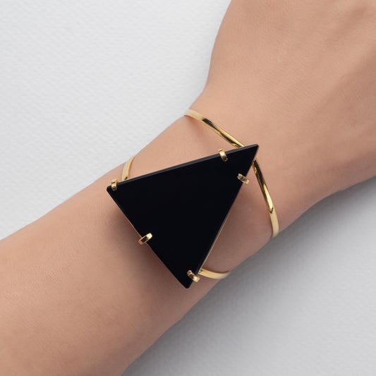 Black onyx triangle cuff bracelet