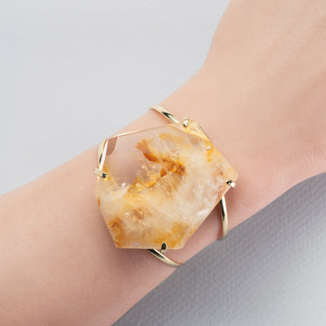 Chunky freeform faceted golden healer crystal cuff bracelet