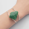 Freeform faceted green quartz cuff bracelet