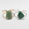 Freeform faceted green quartz cuff bracelet